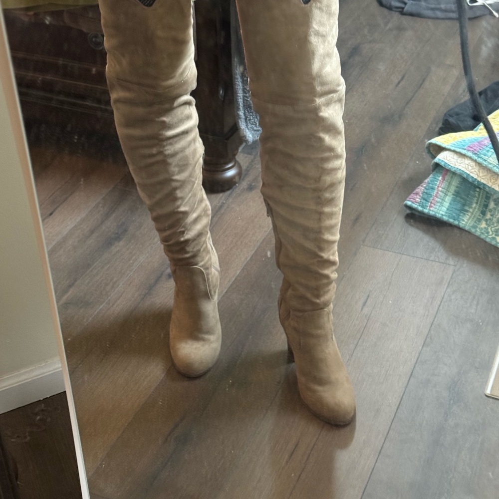 Charlotte Russe Beige Over-the-Knee Boots